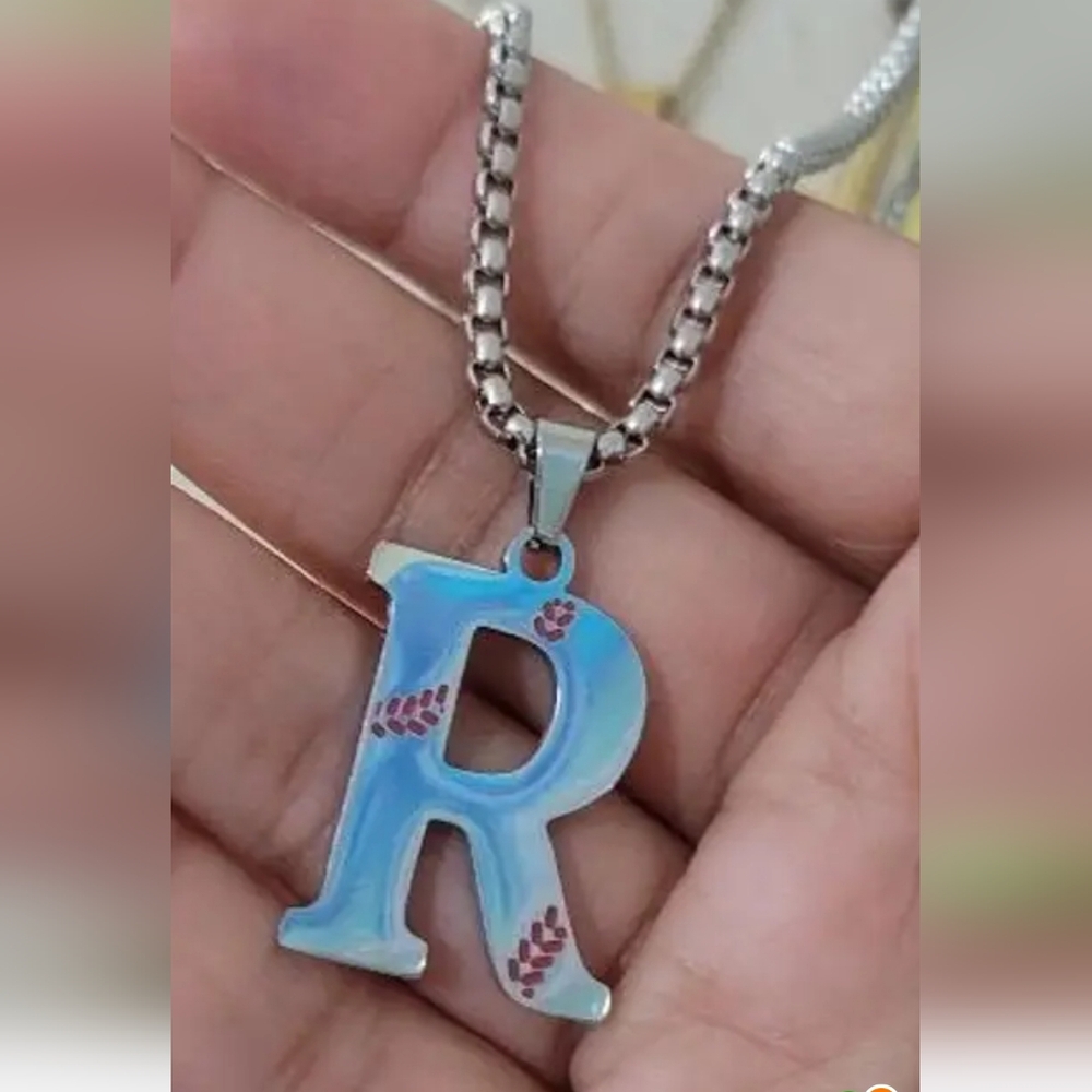 COPY - New baseball initial necklace Stainless Steel all letters available